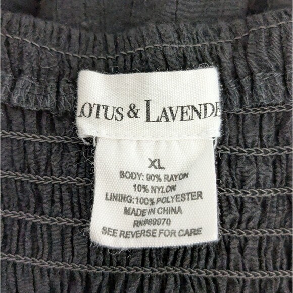 Lotus & Lavender Black Ruffle Strap Smocked Back Babydoll Top XL Whimsygoth Y2K - Picture 5 of 5